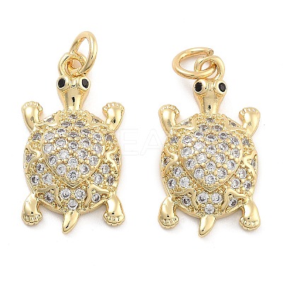 Brass Pave Clear Cubic Zirconia Pendants KK-U009-12F-G-1