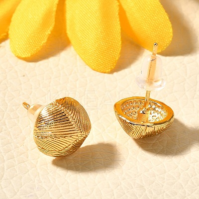 Brass Half Round Stud Earrings EJEW-Z083-01G-1