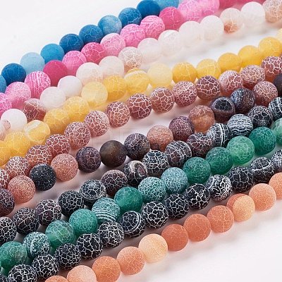 Natural Crackle Agate Beads Strands G-G055-8mm-M-1