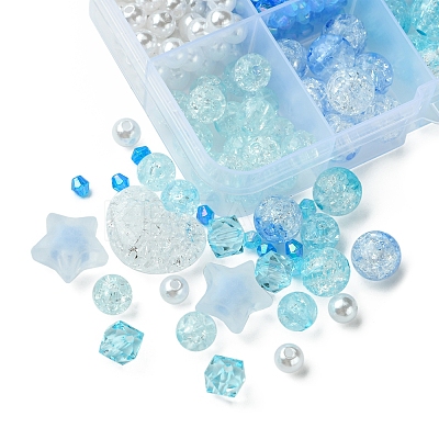 10 Styles Transparent Crackle Acrylic Beads MACR-FS0001-81-1
