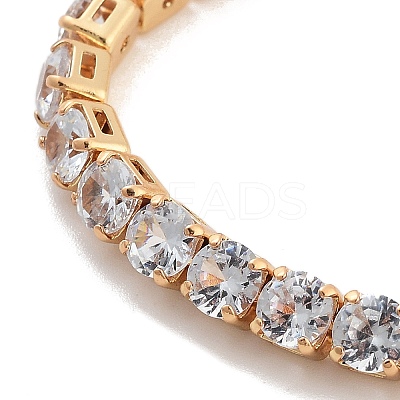 Brass Pave Clear Cubic Zirconia Flat Round Box Chain Slider Bracelets BJEW-YWC0002-12B-G-1