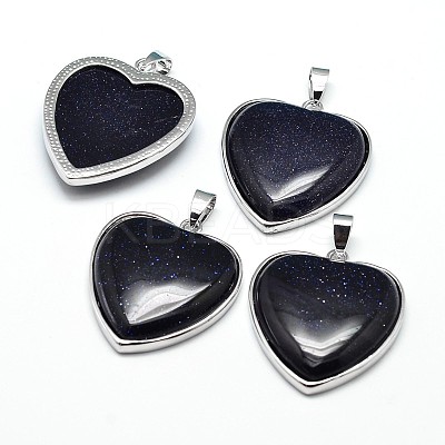 Heart Platinum Plated Brass Natural & Synthetic Mixed Stone Pendants G-F228-10-RS-1