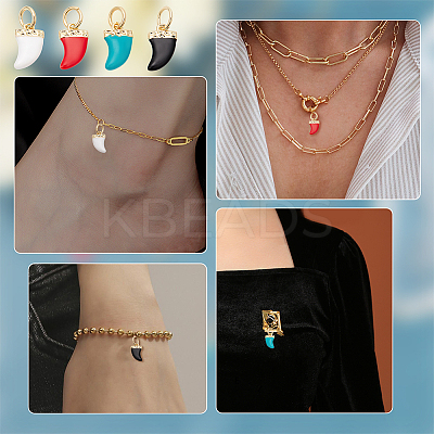 8Pcs 4 Colors Brass Enamel Charms KK-CA0003-64-1
