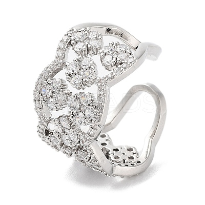 Rack Plating Brass Micro Pave Cubic Zirconia Cuff Rings RJEW-D025-18P-1