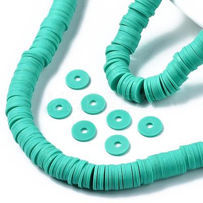 Flat Round Handmade Polymer Clay Beads CLAY-R067-10mm-34-1