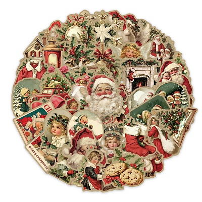 50Pcs Christmas PVC Waterproof Stickers PW-WG14AFA-01-1