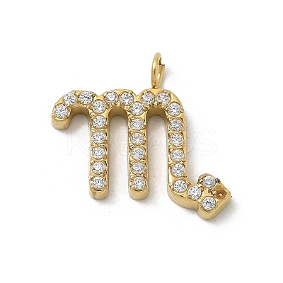 Ion Plating(IP) 304 Stainless Steel Micro Pave Cubic Zirconia Charms STAS-Z107-09G-07-1