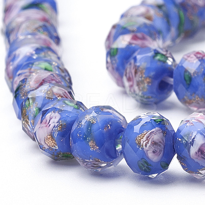 Handmade Gold Sand Lampwork Beads Strands LAMP-R141-10mm-05-1