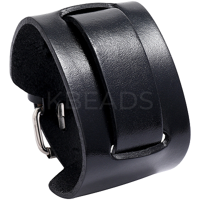 1Pc Vintage Punk Rock Style Wide Leather Cord Wristband Bracelets for Unisex BJEW-CL0001-17A-1