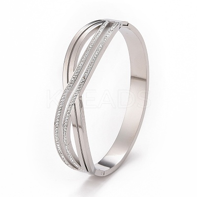 Crystal Rhinestone Infinity Hinged Bangle BJEW-G648-03P-1