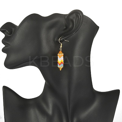 Glass Seed Braided Column Dangle Earrings EJEW-MZ00060-02-1
