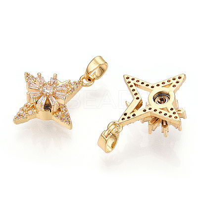 Rotatable Brass Micro Clear Pave Cubic Zirconia Pendants KK-E068-VC294-1