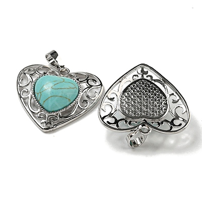 Synthetic Turquoise Peach Love Heart Pendants G-G158-01U-1