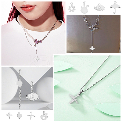 320Pcs 8 Style 304 Stainless Steel Charms STAS-DC0003-20-1