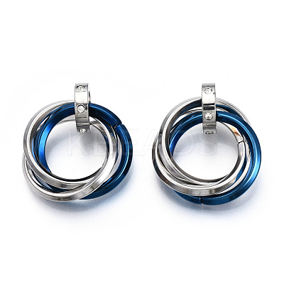Ion Plating(IP) 201 Stainless Steel Interlocking Ring Pendants STAS-N099-01A-1