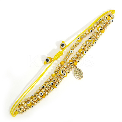 18K Gold Plated Brass Beaded Braided Bead Bracelets VH4974-2-1