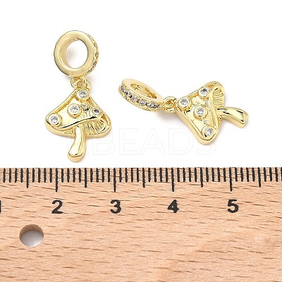 Brass Micro Pave Clear Cubic Zirconia European Dangle Charms KK-P345-36G-1