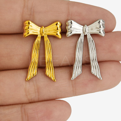 304 Stainless Steel Bowknot Stud Earrings OE8955-2-1