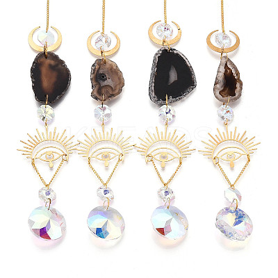 Brass & Crystal Suncatchers HJEW-G018-04A-G-1