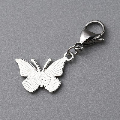 Butterfly Alloy Enamel Pendant Decoration HJEW-WH0042-73E-1