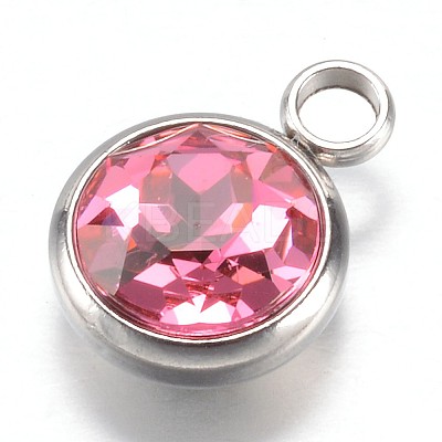 304 Stainless Steel Glass Rhinestone Charms X-STAS-G082-11-1