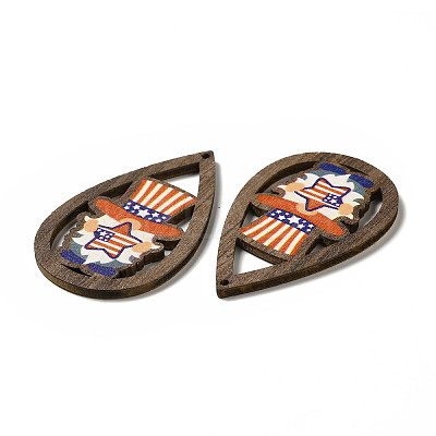 American Flag Theme Single Face Printed Aspen Wood Pendants WOOD-G014-01F-1