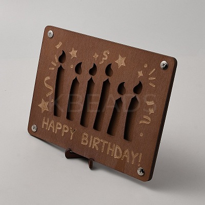Happy Birthday Laser Cut Wooden Money Holder Display Stands AJEW-WH0479-06A-1