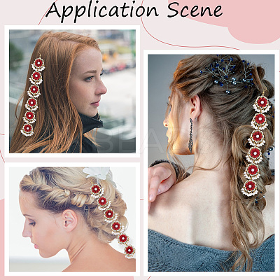 Retro Flower Alloy & Glass & ABS Plastic Hair Accessories EJEW-WH20018-02A-1
