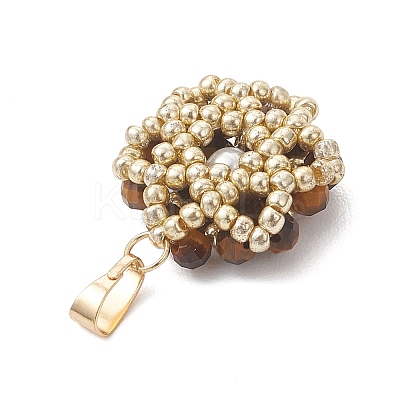 Natural Mixed Gemstone Faceted Round Cluster Flower Pendants PALLOY-MZ01197-1