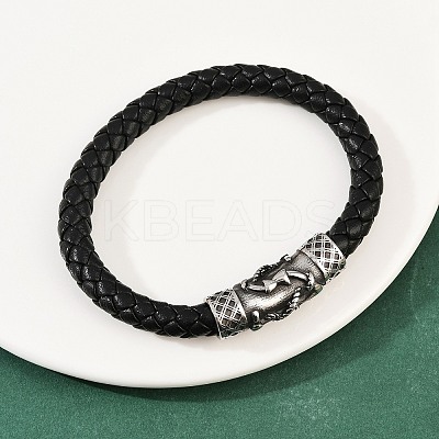 Braided Microfiber Leather Bracelets for Men Women BJEW-H631-01AS-01-1