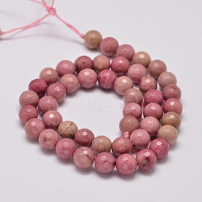 Faceted Natural Rhodonite Round Bead Strands X-G-M289-02-8mm-1