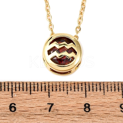 Brass Pave Cubic Zirconia Birth Stone Constellation Pendant Cable Chain Necklaces NJEW-D334-01G-02-1