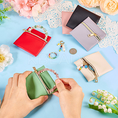 6Pcs 6 Colors Imitation Leather Jewelry Storage Zipper Bags ABAG-TA0001-66A-1