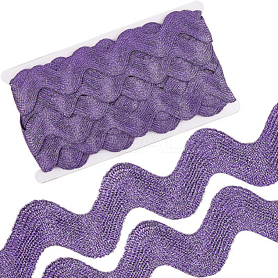 10 Yard Metallic Polyester Wavy Fringe Trim Ribbon SRIB-GF0001-38O-1