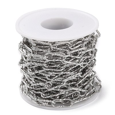 Tarnish Resistant 304 Stainless Steel Textured Paperclip Chains CHS-G027-04P-1
