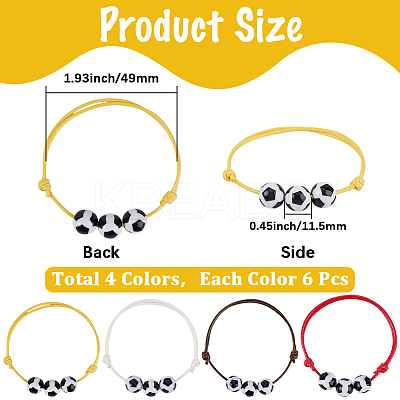24Pcs 4 Colors Adjustable Waxed Nylon Thread Braided Beads Bracelets BJEW-GF0001-33-1