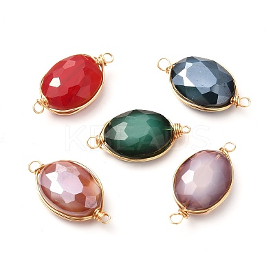 Pearl Luster Plated Glass Bead Links Connectors PALLOY-JF00852-1