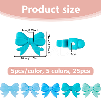25Pcs 5 Colors Silicone Beads SIL-HS0001-13B-1