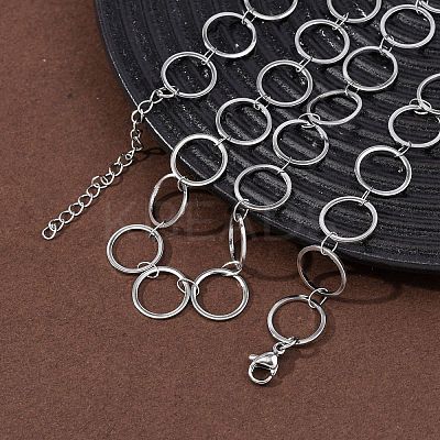 304 Stainless Steel 12MM Ring Link Chain Necklaces NJEW-P343-01C-P-1