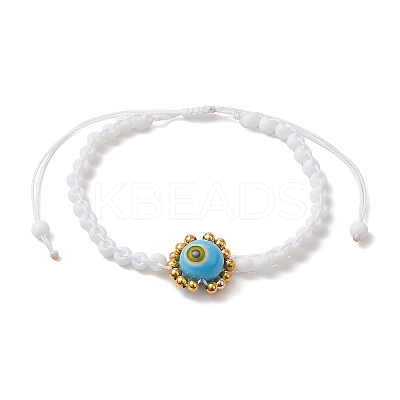 Handmade Lampwork Evil Eye & Glass Seed Beads Braided Bead Bracelets BJEW-MZ00090-1