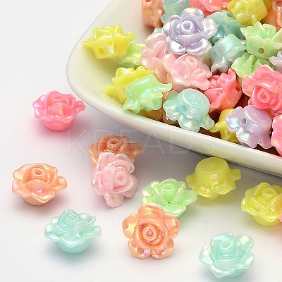 AB Color Plated Opaque Acrylic Flower Beads SACR-Q106-20-1