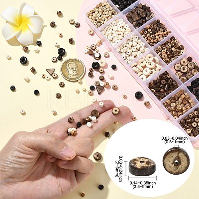 56G 14 Styles Natural Coconut Rondelle Beads COCB-CJ0001-01-1