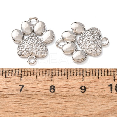 Brass Micro Pave Clear Cubic Zirconia Paw Print Links Connector Charms CU-CBA2907-09P-1