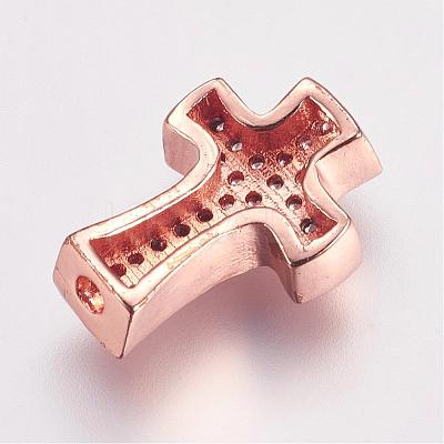 Brass Micro Pave Cubic Zirconia Beads ZIRC-G087-28RG-1