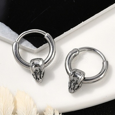Snake Head 316 Surgical Stainless Steel Hoop Earrings EJEW-G416-41B-AS-1