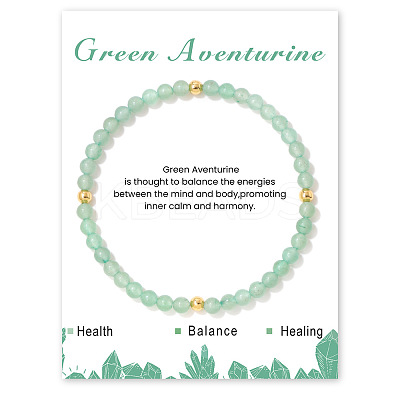 Natural Green Aventurine Beaded Stretch Bracelets for Women WA9993-6-1