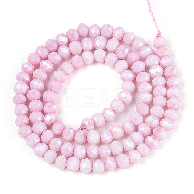 Anti-Tarnish Electroplate Rondelle Glass Beads Strands X-EGLA-T021-4mm-17-03-1