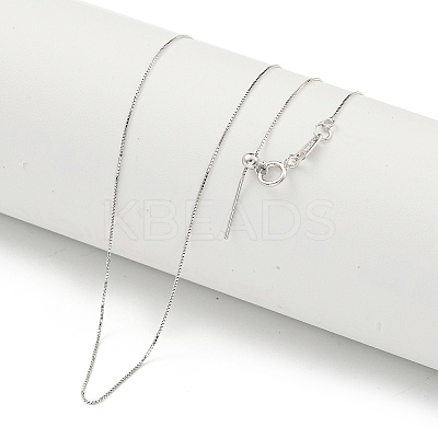 Rhodium Plated 925 Sterling Silver Box Chain Necklaces NJEW-C052-03P-1