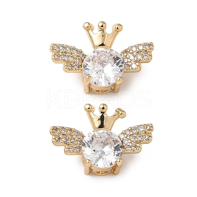Brass Micro Pave Clear Cubic Zirconia Beads KK-G531-05G-1