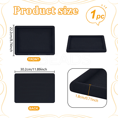Rectangle Wood Covered with Velvet Jewelry Display Trays for Earrings Rings Necklaces Bracelets ODIS-WH0043-178B-02-1